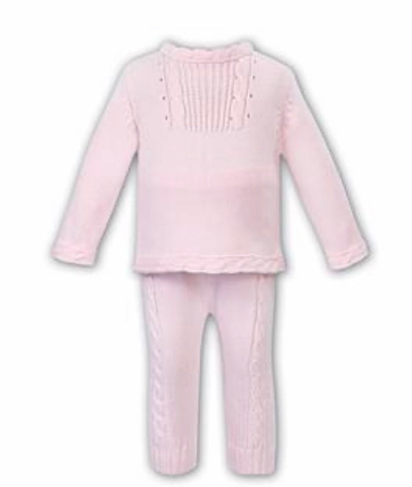 Girls Cable and Detailed Fine Knit Long Sleeved Top and Matching Trousers