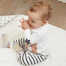 Baby Boys Set, Long Sleeved Round Neck T-Shirt with Teddy Detail and Contrasting Striped Jogger Bottoms in Soft Cotton