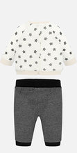 Baby Boys Set, Long Sleeved Round Neck T-Shirt with Stars and Teddy Detail and Contrasting Jogger Bottoms in Soft Cotton