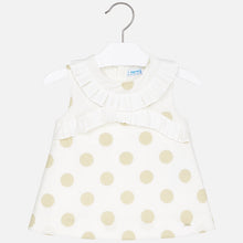 Girls Polka Dot Round Neck Sleeveless Blouse with Zip Back Fastening Matched with Soft Cotton 5 Pocket Shorts with Applique Detail  2 Piece Set