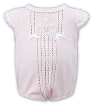 Baby Girls Fine Knitted Bubble. Delicate Trims on Sleeves and Neckline, Cable Detail Front with Pearls and Bows