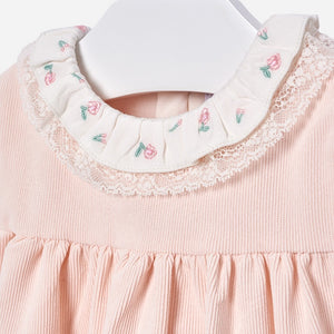 Baby Girls Delicate Lace and Embroided Detailed Fine Cord Dress