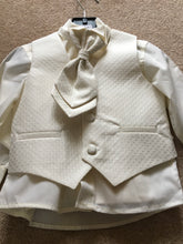 Baby Boys 4 Piece Suits, Ivory  Trousers, Ivory Satin Detailed Waistcoat with Matching Cravat and White Shirt
