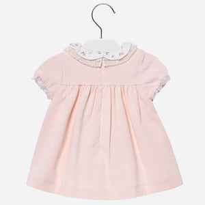 Baby Girls Delicate Lace and Embroided Detailed Fine Cord Dress