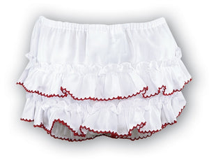 Girls Cotton Pants, Frilled Back with Picoting Stitching Detail Trim on Frills and Around the Leg
