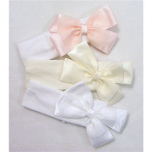 Beautiful Soft Wide Cotton and Lycra Headband with Large Organza Bow