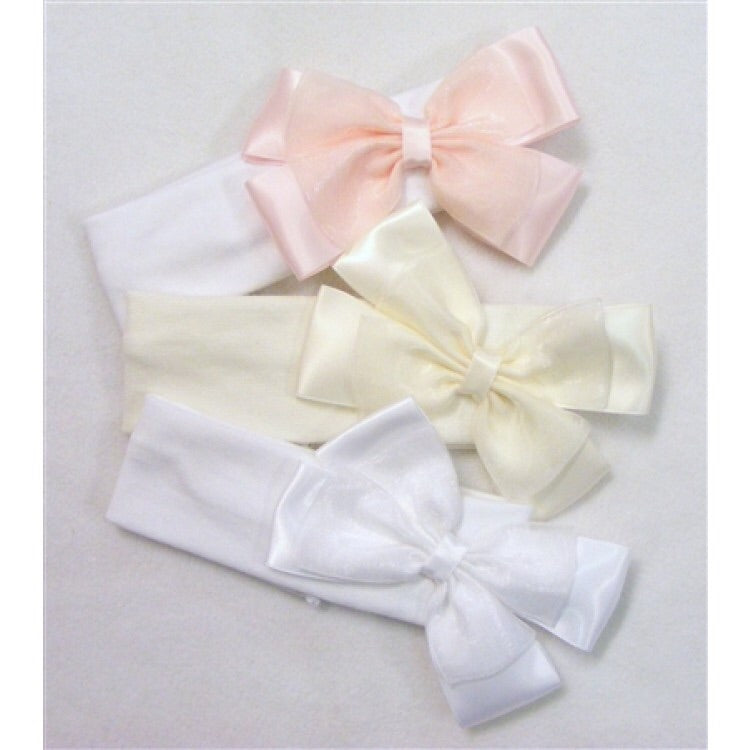 Beautiful Soft Wide Cotton and Lycra Headband with Large Organza Bow