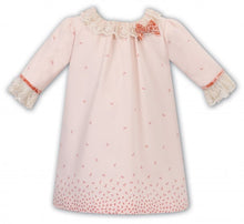 Girls Long Sleeved Delicate Pattern Detailed Dress with Embroidered Collar, Hand Smocked, Applique and Embroidered Detail.