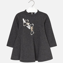 Girls Long Sleeved Shimmer Swing Dress with "LOVE" Applique Detailed Front