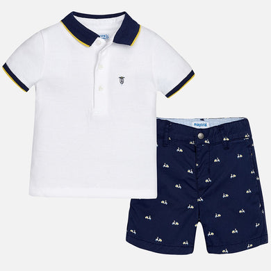 Boys Polo Shirt & Scooter Print Shorts Set