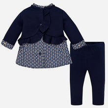 Girls print and detailed long sleeved top and leggings set