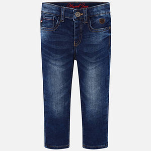 Boys Slim Fitting Jeans with Adjustable Waist. Washed and Worn Effect Finish with Front and Back Pockets