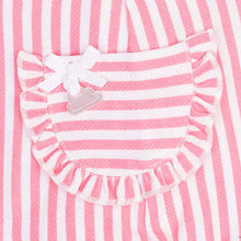 Baby Girls Candy Stripped Dungarees Set,  Short Sleeves and Round Neckline with Detailed Front Pockets and Headband