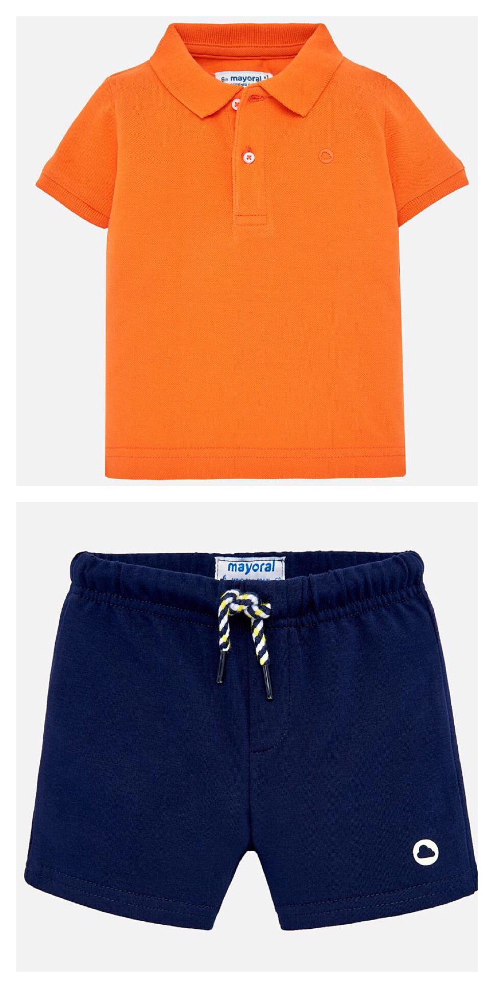 Boys Short Sleeved Polo Shirt and Contrasting Cotton Shorts Set