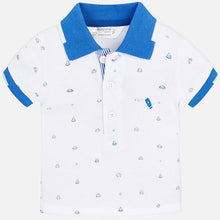 Baby Boys Polo Shirt with Small Space Overall Print Detail, Contrasting Collar and Sleeve Cuffs Matches 1409/1513