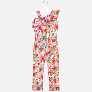 Girls Floral Print Off the Shoulder Playsuit with Ruffle Detail Neckline and Elasticated Waist for Comfort