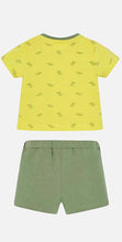Baby Boys Short Sleeved Print T-Shirt and Striped Shorts. Set in Soft Cotton Fabric