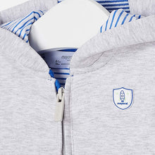 Baby Boys Lightweight Hoodie with Striped Fabric Lining Matching Stripe on Cuff and Welt. Mayoral Motif on Chest